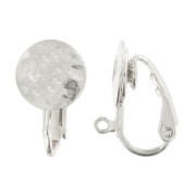 10 mm Crinkled Disc Ear Clips - Silver-Plated x2