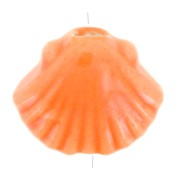 10x12mm Ceramic shell beads - Orange iridescent x5