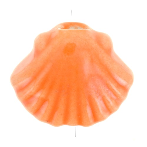 10x12mm Ceramic shell beads - Orange iridescent x5