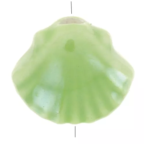 10x12mm Ceramic shell beads - Iridescent light green x5