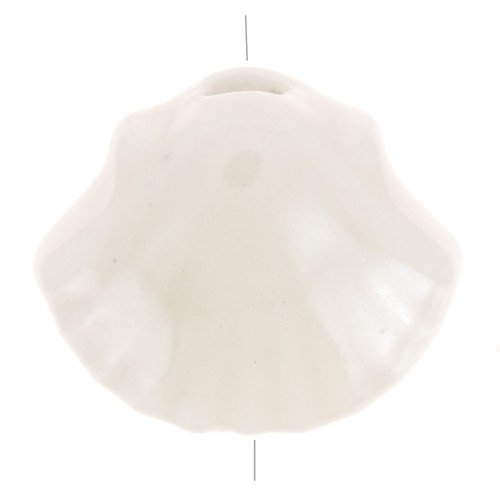 10x12mm Ceramic shell beads - Ecru iridescent x5