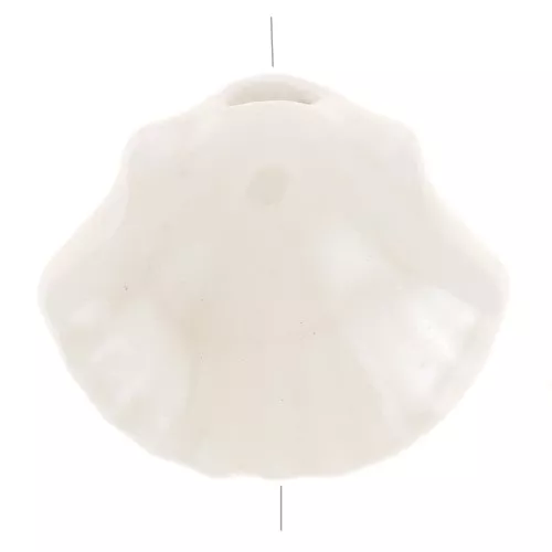 10x12mm Ceramic shell beads - Ecru iridescent x5