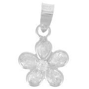 10mm 925 Sterling Silver flower pendant with zirconium oxides x1|raw }}
