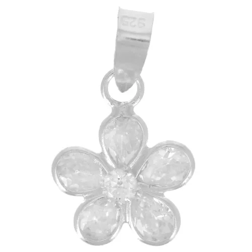 10mm 925 Sterling Silver flower pendant with zirconium oxides x1