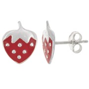 11.5x9.5mm 925 Sterling Silver Strawberry earstuds with epoxy resin x2|raw }}