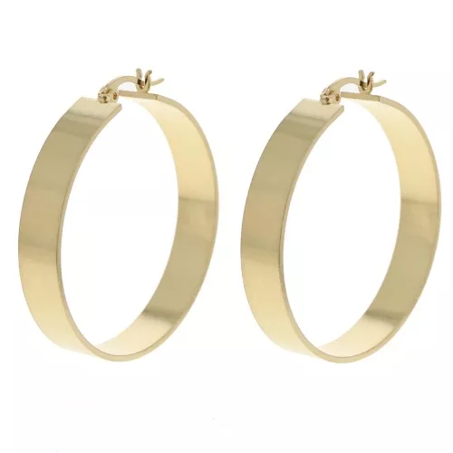 40mm Large smooth hoop earrings - Fine gold plated x2