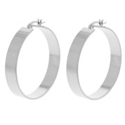 40mm Wide smooth hoop earrings - Fine silver plated x2|raw }}