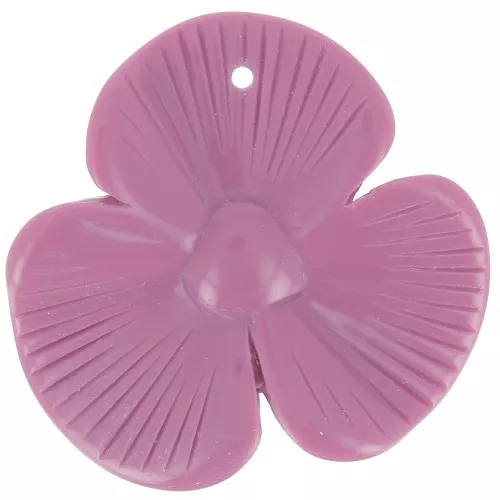 42x43mm 3-petal flower pendant in opaque resin - Plum x1