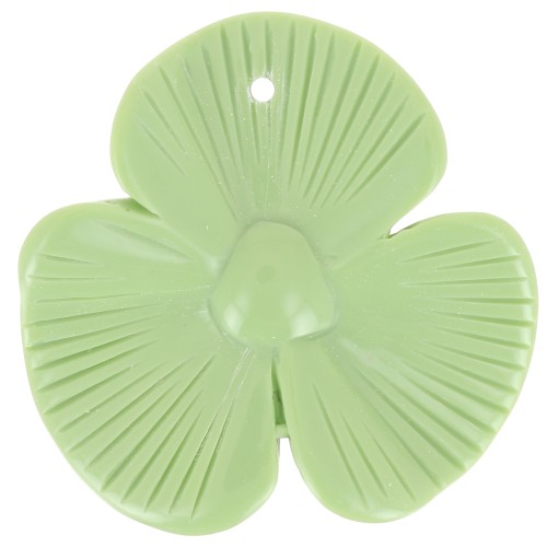 42x43 mm 3-petal flower pendant in opaque resin - Almond green x1