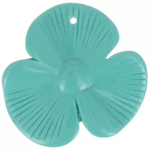 42x43mm 3-petal flower pendant in opaque resin - Turquoise green x1