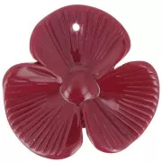 42x43mm 3-petal flower pendant in opaque resin - Burgundy x1