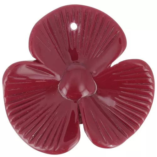 42x43mm 3-petal flower pendant in opaque resin - Burgundy x1