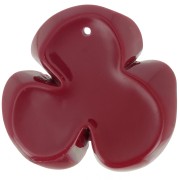 42x43mm 3-petal flower pendant in opaque resin - Burgundy x1