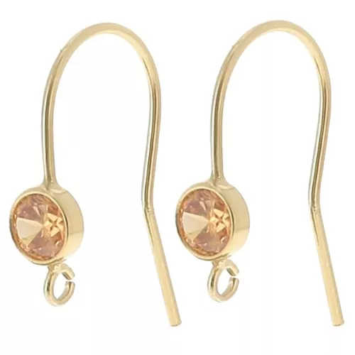 16mm Earwires Zirconium oxide - Gold filled - Champagne x2