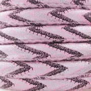 Synthetic cord with 6 mm Chevron stitching Pink x 50cm