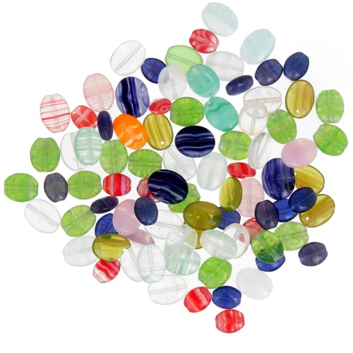 Czech glass beads assortment oval puck x50g