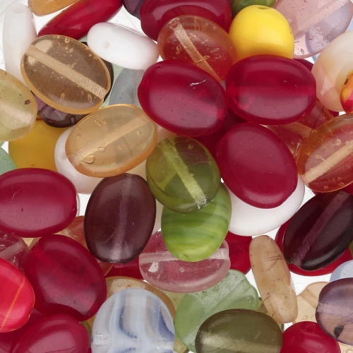 Czech glass beads assortment oval puck x50g