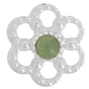 11mm 925 Sterling Silver Textured flower spacer for 3mm cabochon x1