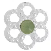 11mm 925 Sterling Silver Textured flower spacer for 3mm cabochon x1