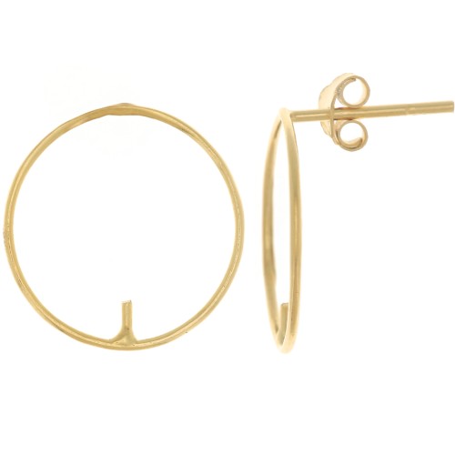 15mm 925 Sterling Silver round earstuds for half - gold plated x2