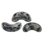 5x10mm Arcos® glass beads by Puca® - Black Stony Beige x10g