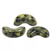 5x10mm Arcos® glass beads by Puca® - Black Stony Beige Yellow x10g