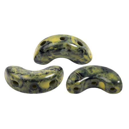 5x10mm Arcos® glass beads by Puca® - Black Stony Beige Yellow x10g
