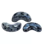 5x10mm Arcos® glass beads by Puca® - Black Stony Blue x10g
