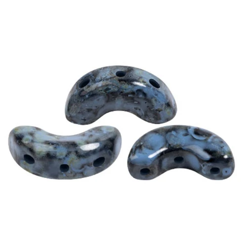 5x10mm Arcos® glass beads by Puca® - Black Stony Blue x10g