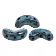 5x10mm Arcos® glass beads by Puca® - Black Stony Blue Green x10g