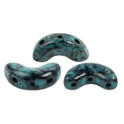 5x10mm Arcos® glass beads by Puca® - Black Stony Emerald x10g