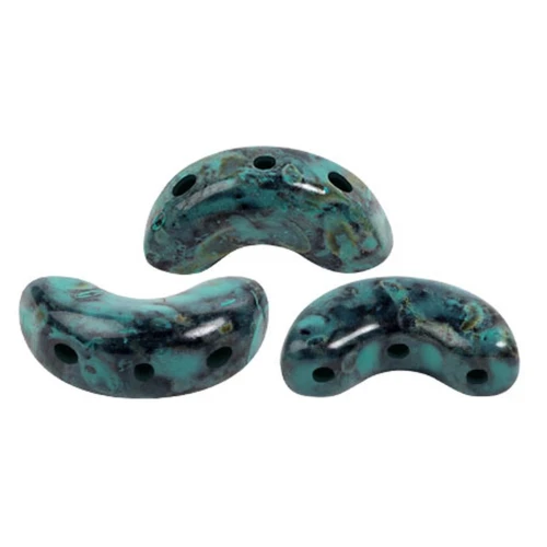 5x10mm Arcos® glass beads by Puca® - Black Stony Emerald x10g