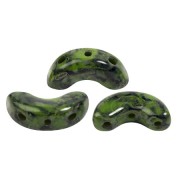5x10mm Arcos® glass beads by Puca® - Black Stony Green x10g|raw }}