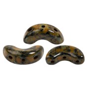 5x10mm Arcos® glass beads by Puca® - Black Stony Orange x10g