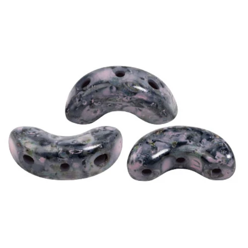 5x10mm Arcos® glass beads by Puca® - Black Stony Pink x10g