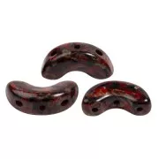 5x10mm Arcos® glass beads by Puca® - Black Stony Red x10g
