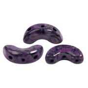 5x10mm Arcos® glass beads by Puca® - Black Stony Violet x10g