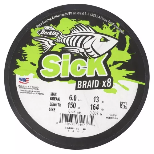 0.08mm Braided nylon thread Sick Braid (13LB) - Black x150m