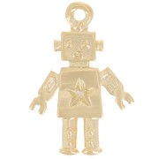 18x12mm Robot charm - Fine gold plated x1