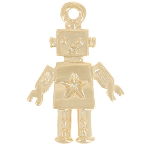 18x12mm Robot charm - Fine gold plated x1
