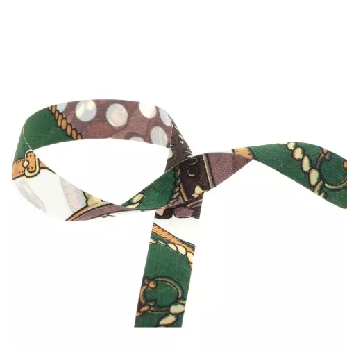 15mm polyester scarf ribbon - Dark green - Brown x1m