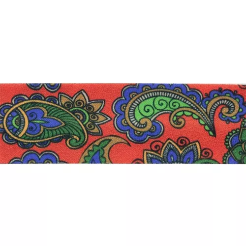 20mm polyester bias - Cashmere pattern - Dark orange - Dark green x1m