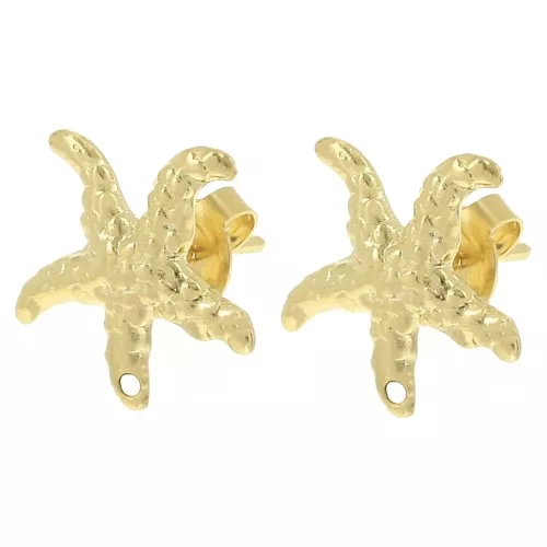 14mm Starfish earstuds - Fine gold plated x2