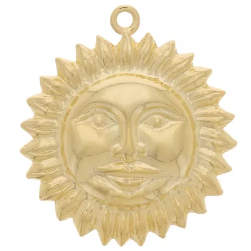 20mm Sun face pattern pendant- Fine gold plated x1