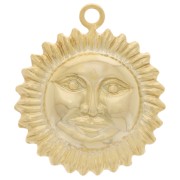 15mm sun face pattern charm - Fine gold plated x1|raw }}