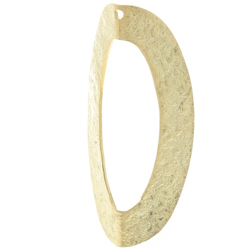 41x19mm Textured oval pendant with folded effect - Fine gold plated x1