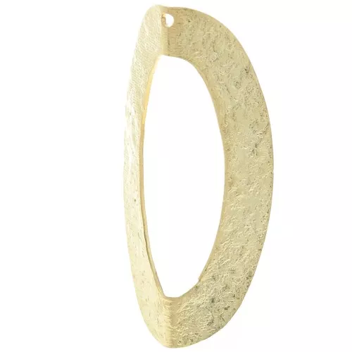 41x19mm Textured oval pendant with folded effect - Fine gold plated x1