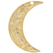 25x16mm Moon pendant with star and moon pattern - Fine gold plated x1
