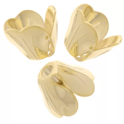 10mm Flower Beads caps 3 petals - Fine gold plated x1
