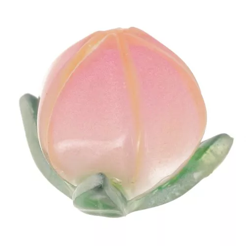14x15mm Semi-perforated pearl rosebud - Pink - Green leaf x1